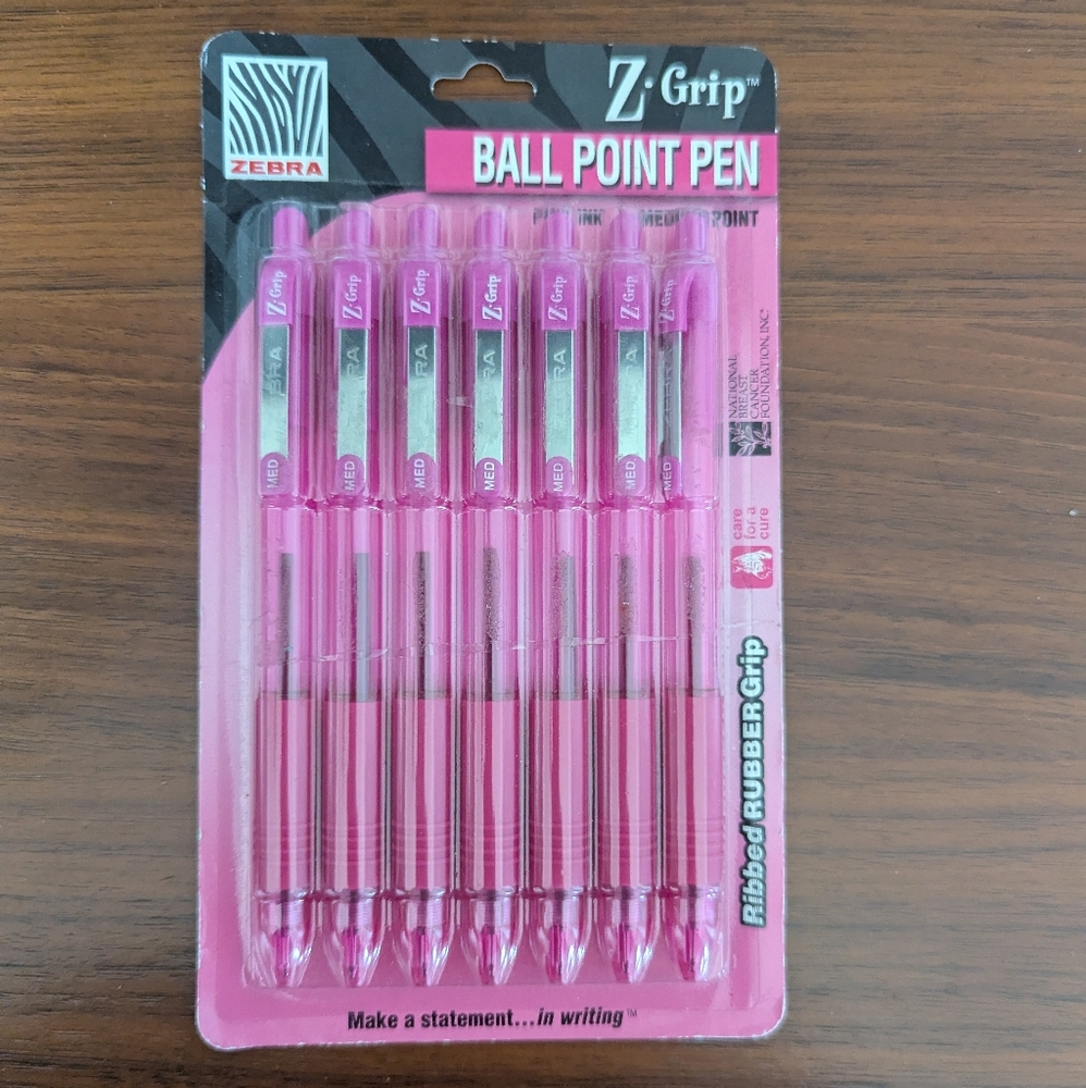 Zebra Z-Grip Retractable Ballpoint Pen Pink Ink Medium Breast Cancer Foundation